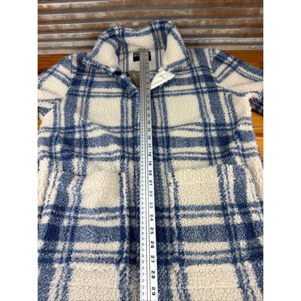 J Crew Nordic All Weather Designs Fuzzy Sherpa Fleece Jacket Women L Window Pane